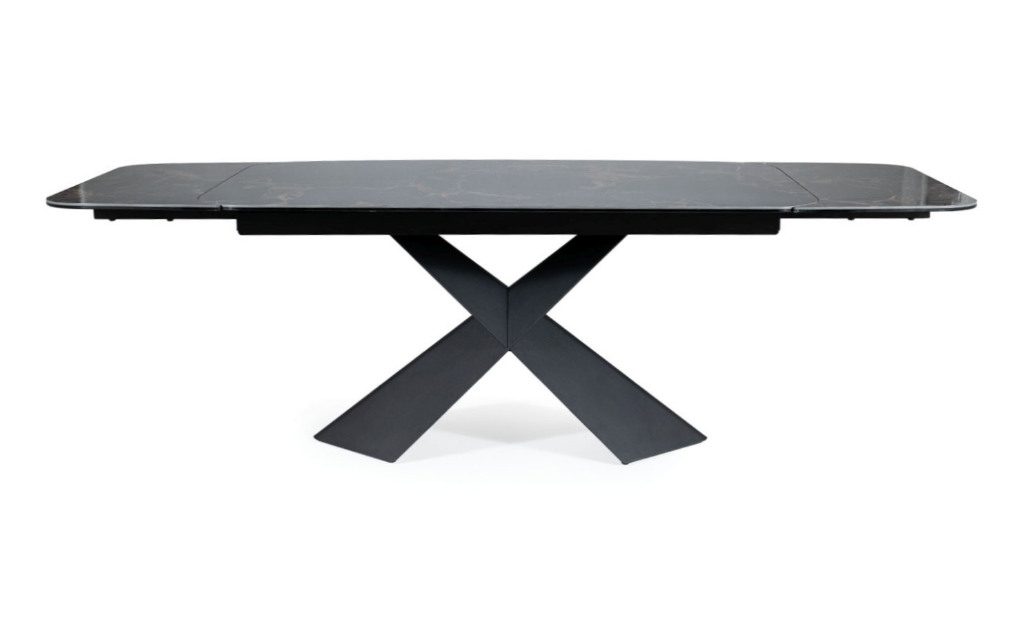 Стол обеденный Signal AVANGARD II Ceramic 160 раскладной (черный Versace black/черный мат)