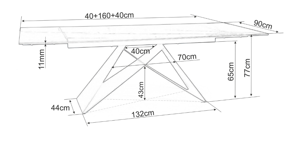 Стол обеденный Signal WESTIN III Ceramic 160 раскладной (белый/черный)