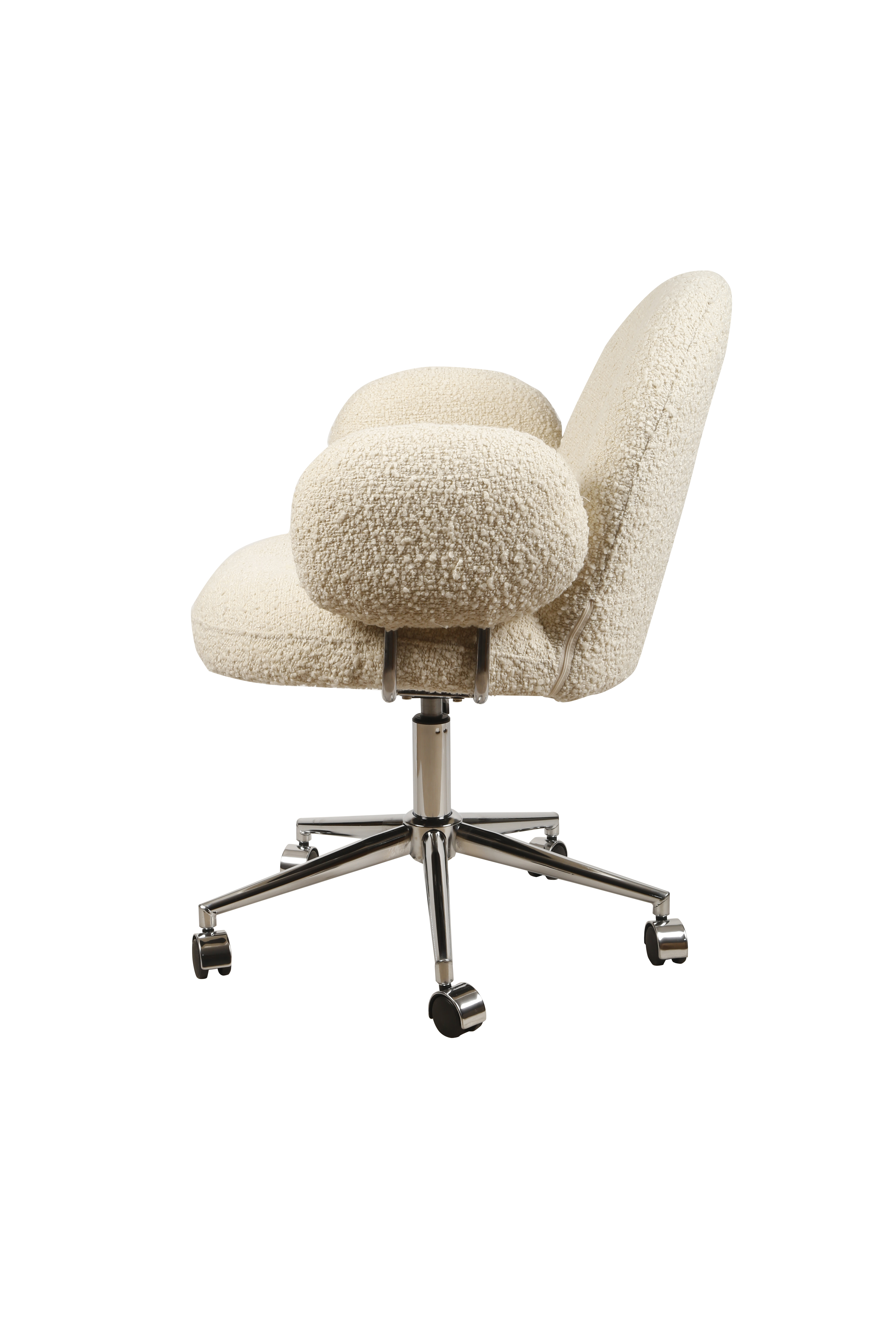 Кресло офисное Клауд-2 DR-1252-A-OF, 65х63х89, ткань букле белый/серебро