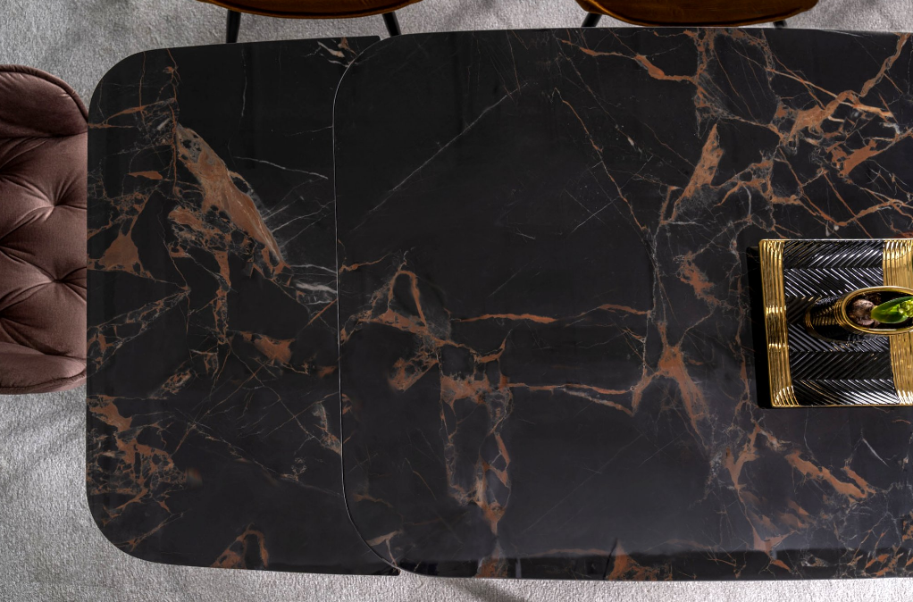 Стол обеденный Signal AVANGARD II Ceramic 160 раскладной (черный Versace black/черный мат)