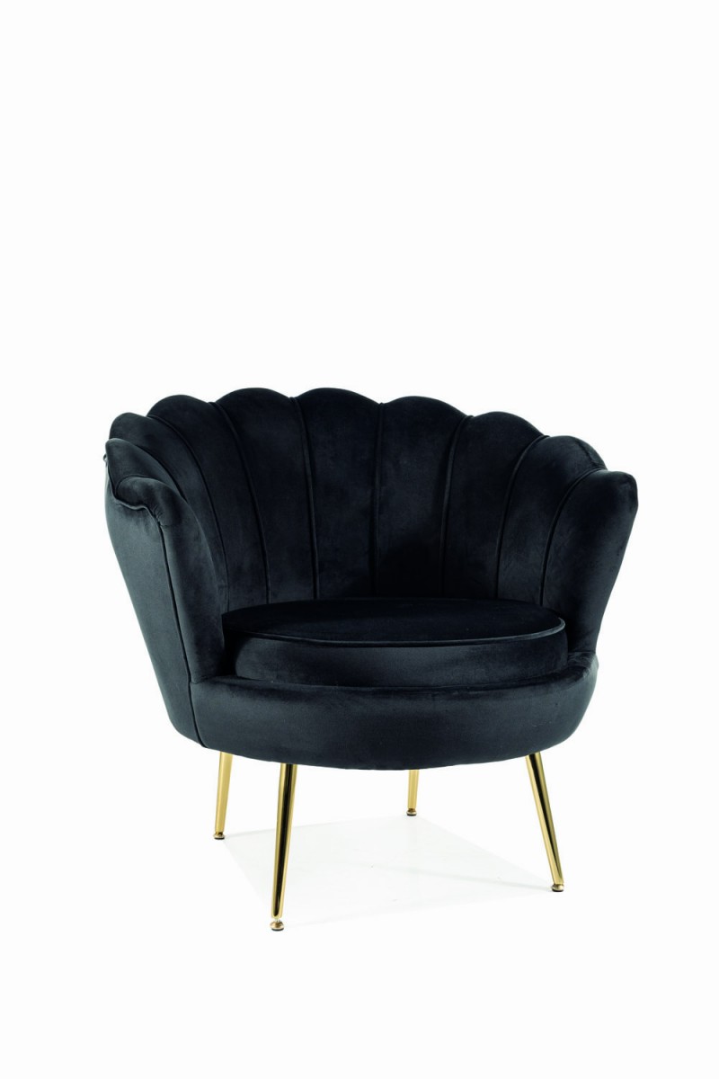 Кресло SIGNAL CAMELLIA Velvet Bluvel 19 (черный/золотой)