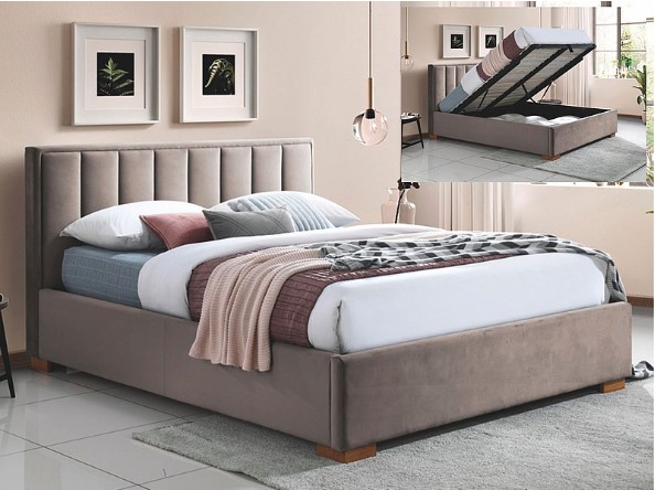 Кровать SIGNAL MARANI Velvet Bluvel 40 160/200 (бежевый/дуб)