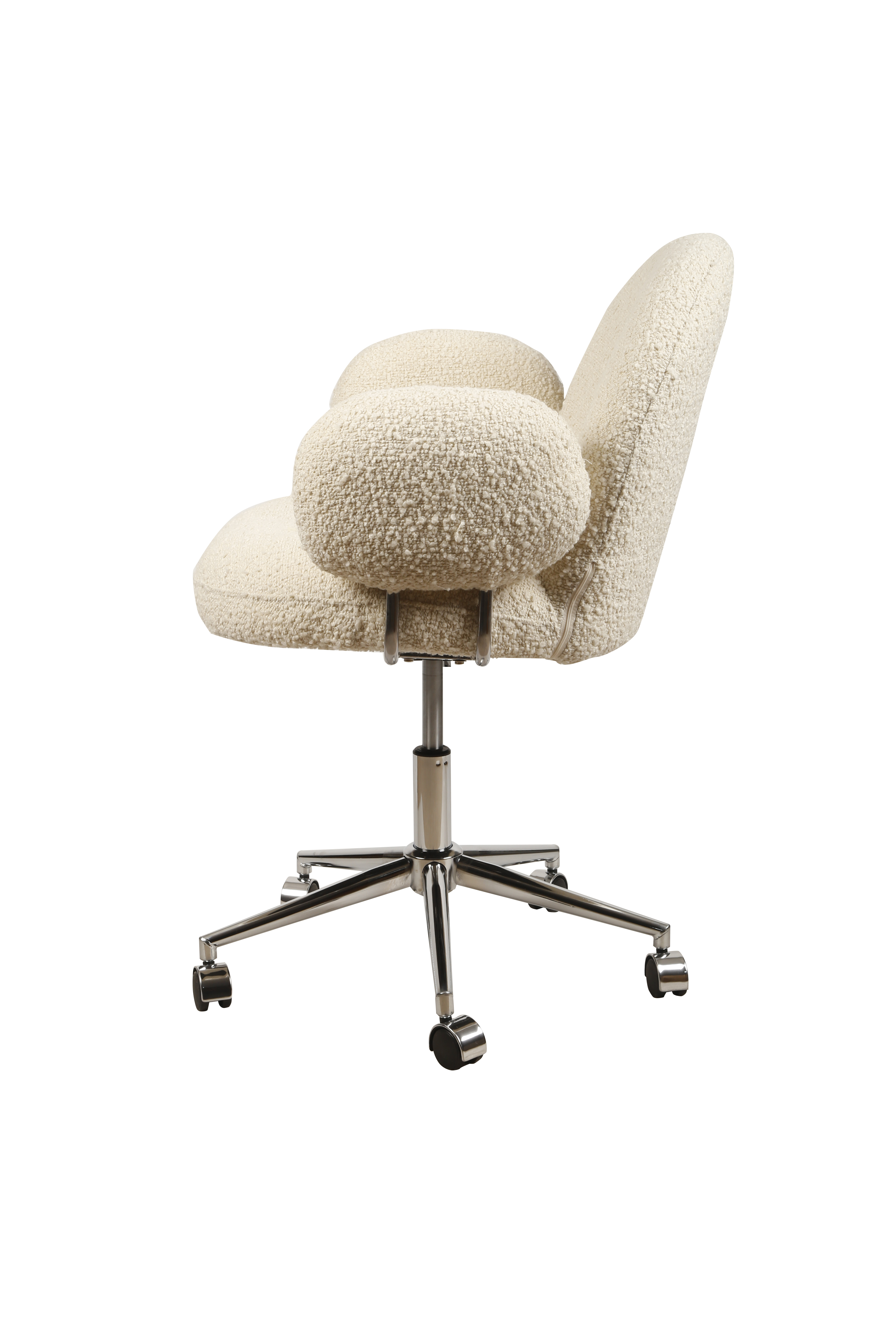 Кресло офисное Клауд-2 DR-1252-A-OF, 65х63х89, ткань букле белый/серебро