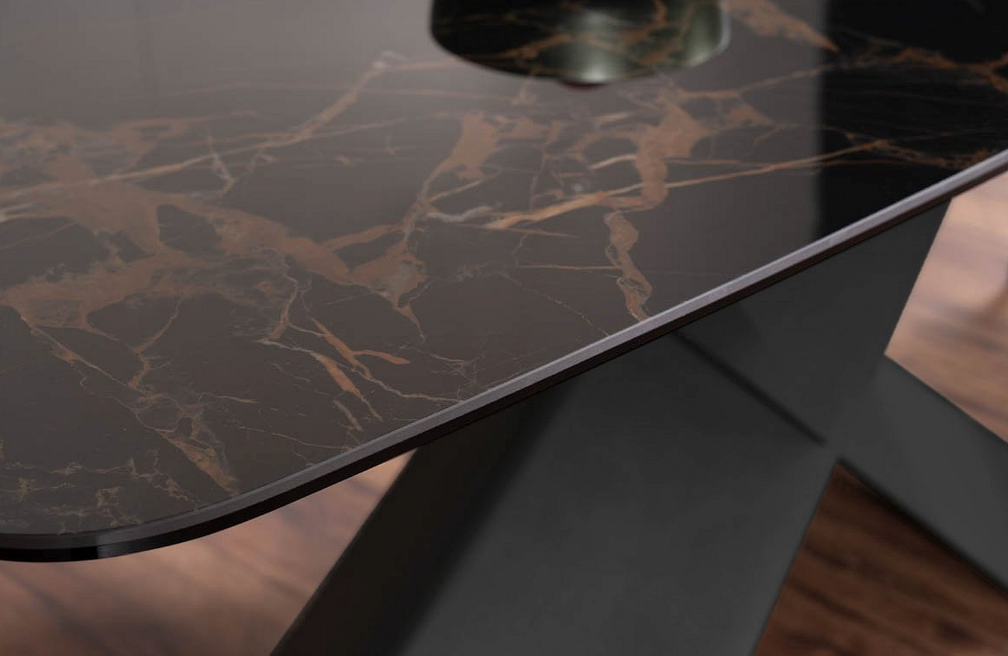 Стол обеденный Signal AVANGARD II Ceramic 160 раскладной (черный Versace black/черный мат)