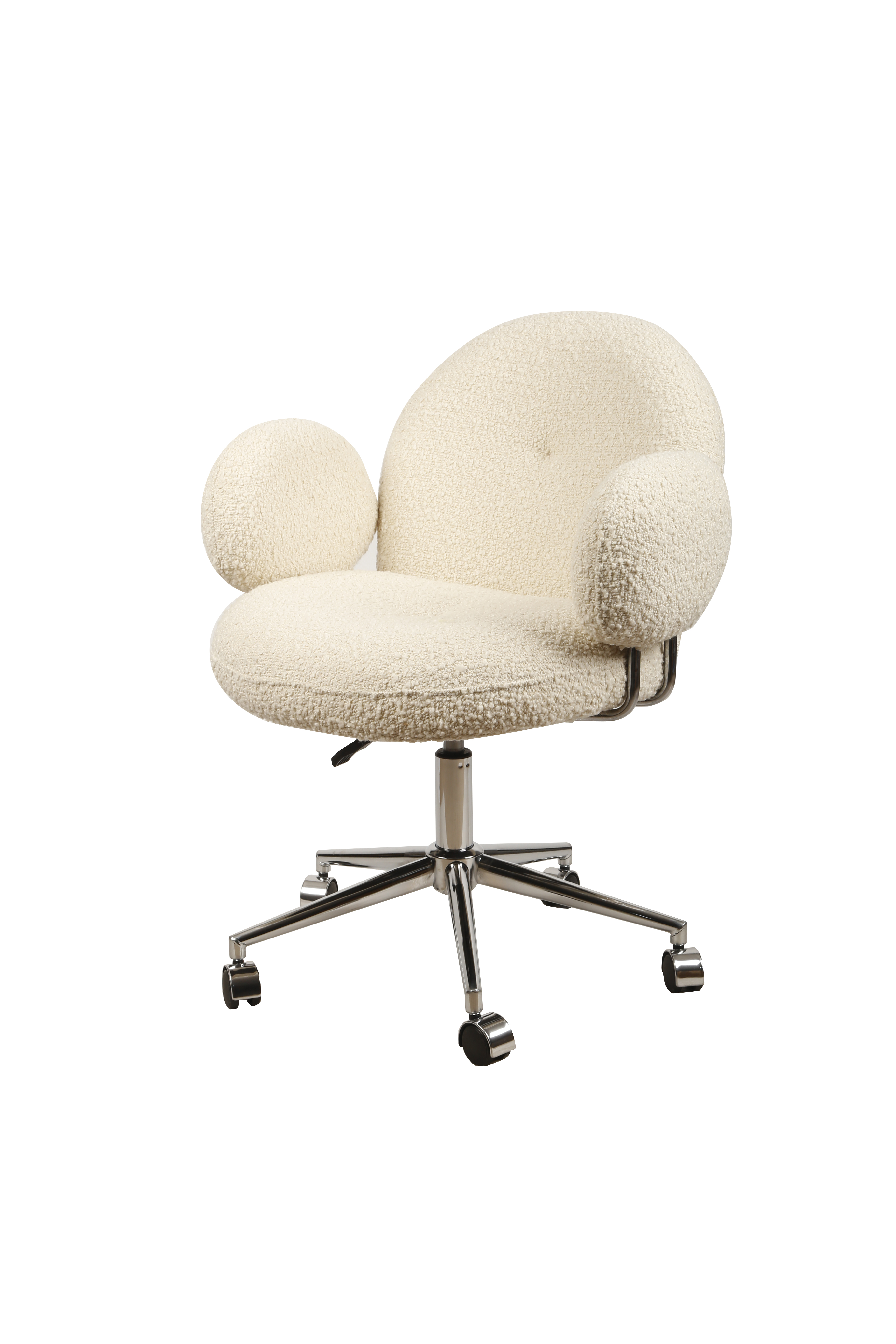 Кресло офисное Клауд-2 DR-1252-A-OF, 65х63х89, ткань букле белый/серебро
