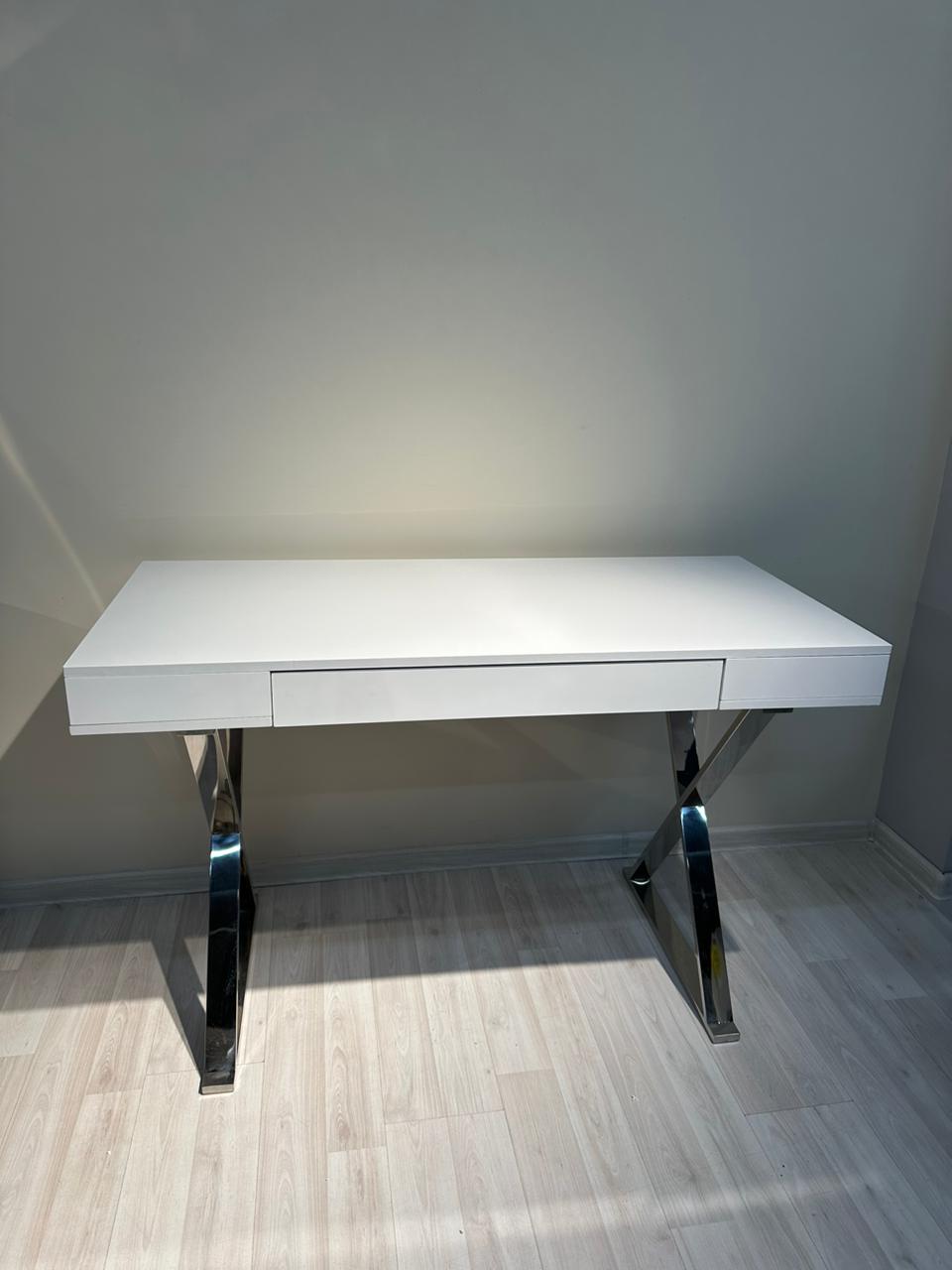 Стол-консоль Рокки MJ-001, 120х55х76 см, белый/хром